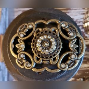 Gold/Bronze Baroque Buckle w/Rhinestones